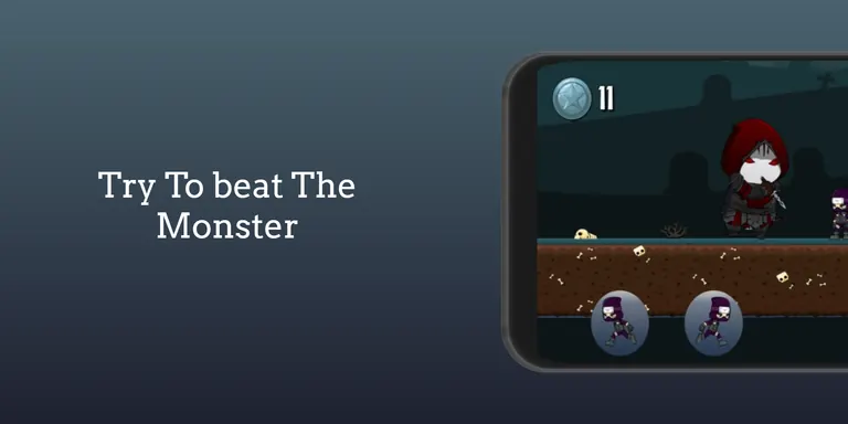 Boss encounter with the on-screen prompt 'Try To beat The Monster'