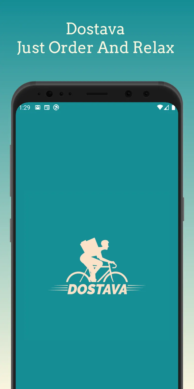 Dostava splash screen with the delivery-bicycle logo