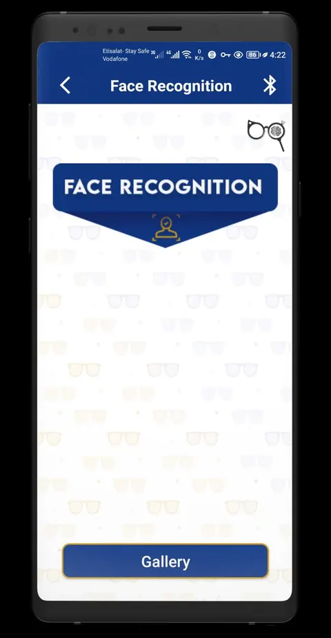 Face Recognition feature start screen with a Gallery button